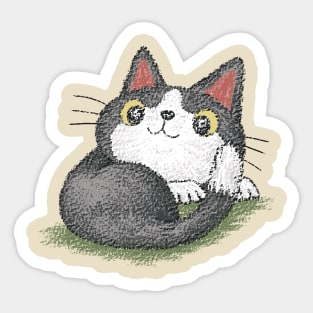 Black kitten curled up Sticker